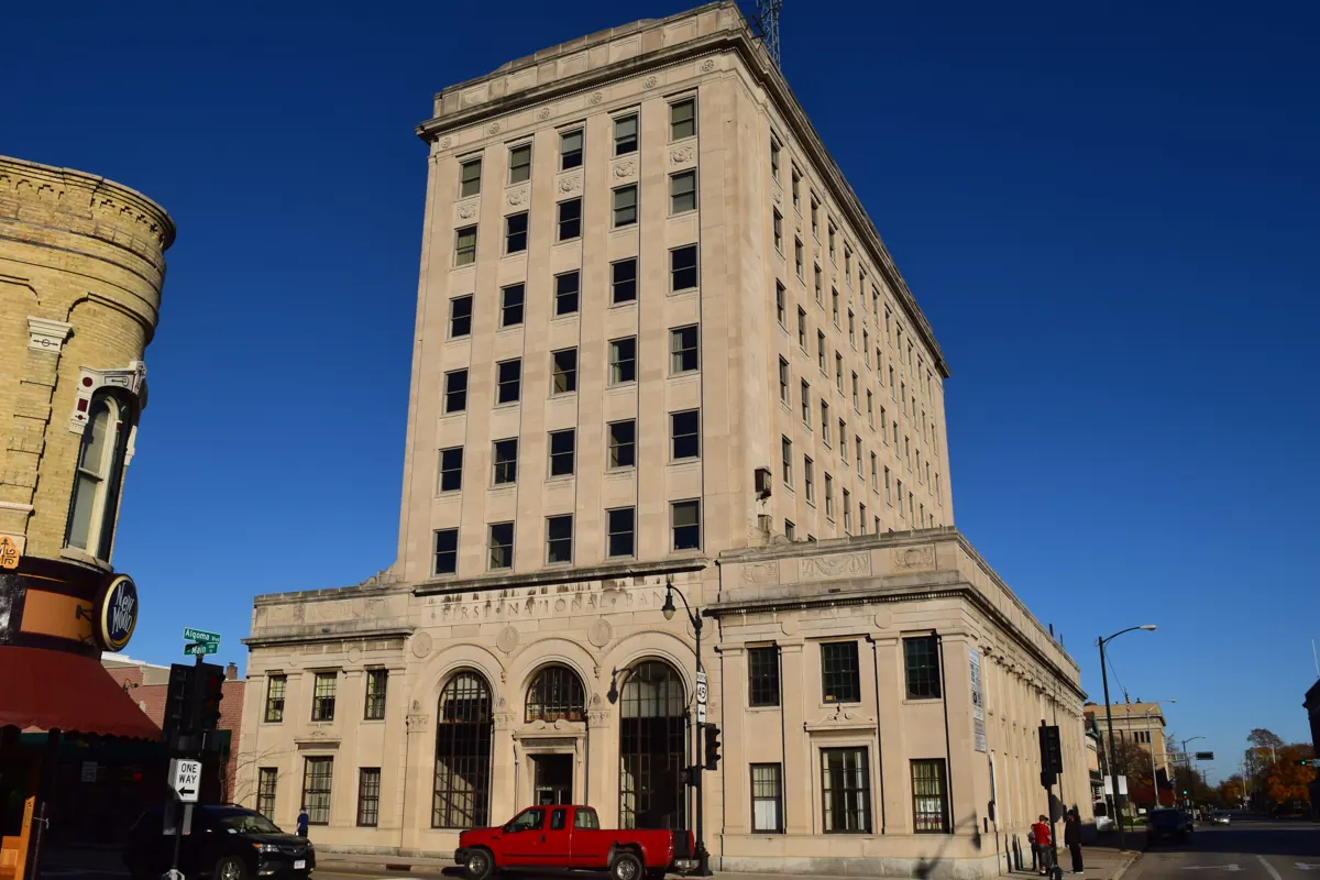 First National Bank building in downtown Oshkosh