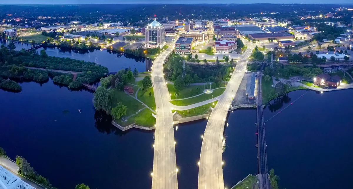 Downtown Wausau beside the Wisconsin River
